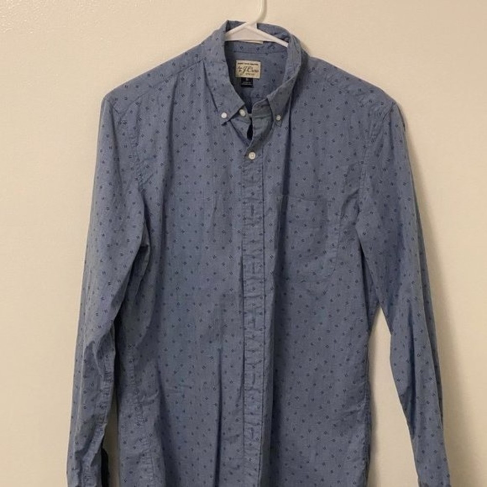 J. Crew Stretch, Secret Wash Shirting, Classic, Size S, Blue W dark blue design